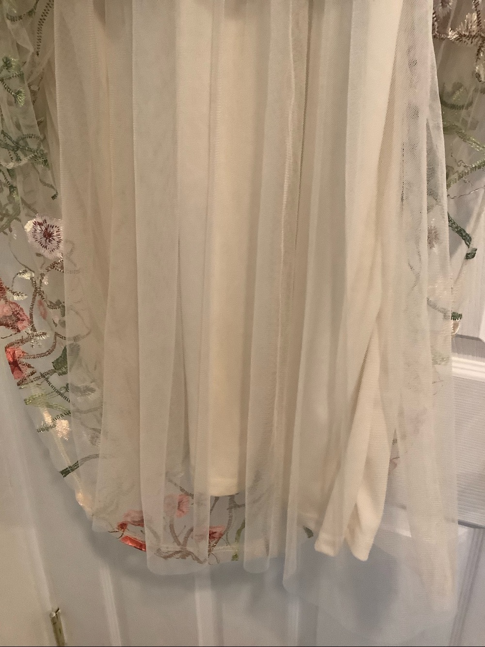 CATO COLLECTION Cream Floral Embroidered Tulle Cottagecore Ethereal Maxi Skirt M - Picture 3 of 8